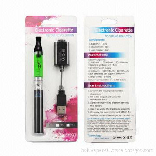 Top-quality T3 Electronic Cigarette Starter Kit, Comes in Blister Pack with 2.4mL Capacity